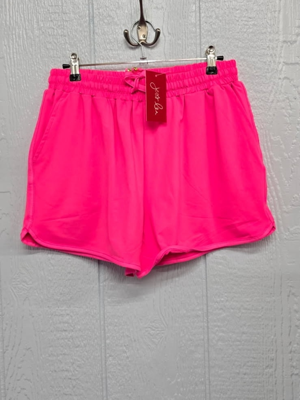 New Jess Lea 2X  Bright Neon Pink Athletic Drawstring Shorts